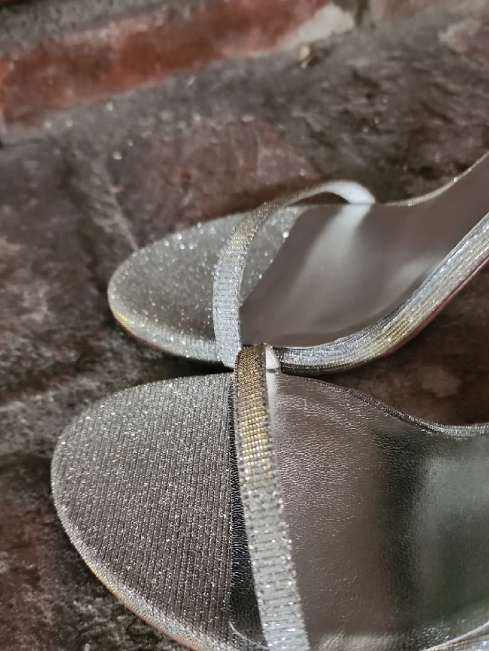 Stuart Weitzman Silver Glitter Ankle Strap Heels Stiletto Sandals Evening Weddin